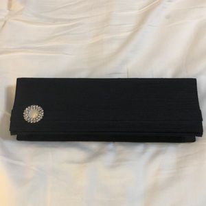 Clutch evening bag - black with broach like detail